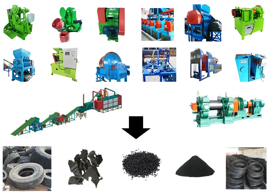 Car Tire Rubber Crusher Processing Machinery Waste Tire Tread Cutting Processing Machinery Tire Shredder